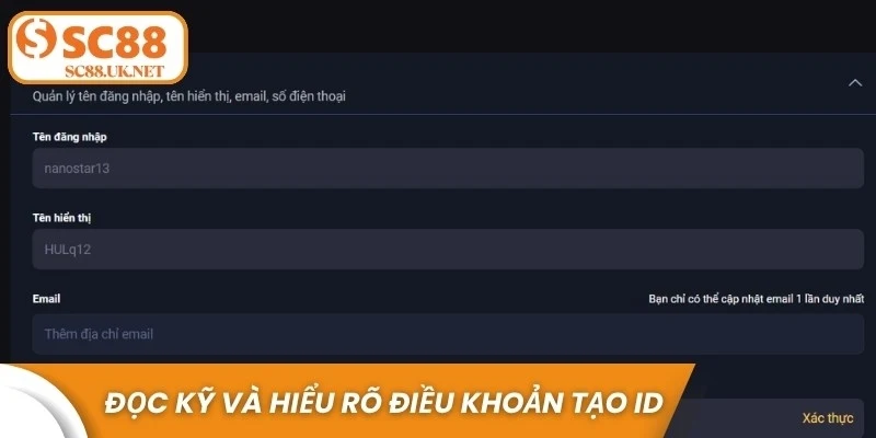 Đọc kỹ và hiểu rõ điều khoản tạo ID của nhà cái rất quan trọng